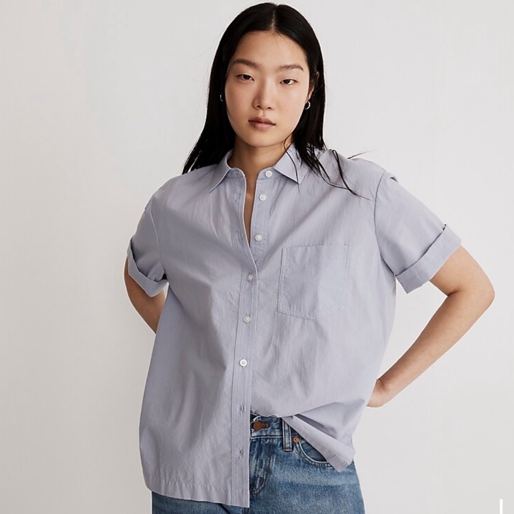 Madewell Signature Poplin Short-Sleeve Button-Down Shirt NWT - Picture 4 of 6